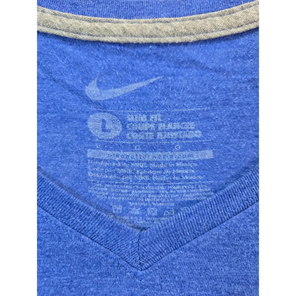Nike T-Shirt Womens Large Blue Dodgers V-Neck Long Sleeve Slim Fit MLB Fan Tee